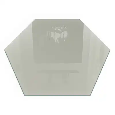 Plaque de sol hexagonale en verre trempé gris-vert pour poêle