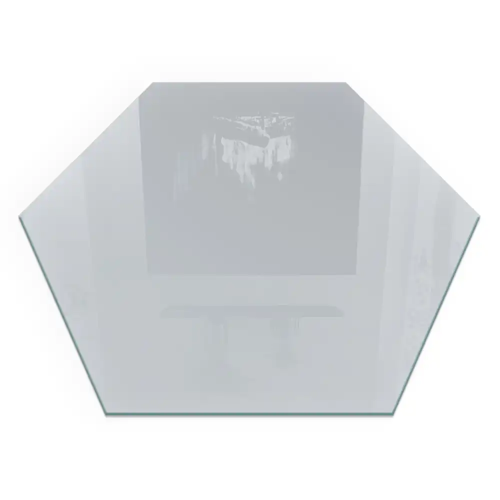 Plaque de protection pour cheminée en verre hexagonal gris