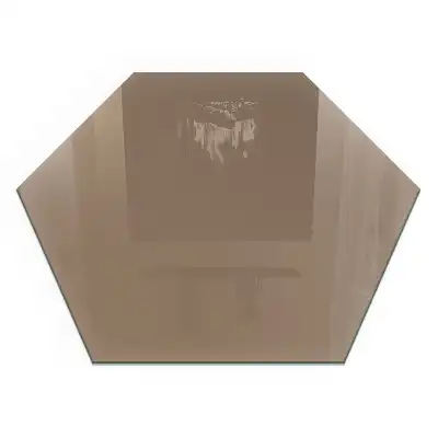 Plaque de sol pour cheminée hexagonale en verre trempé brun