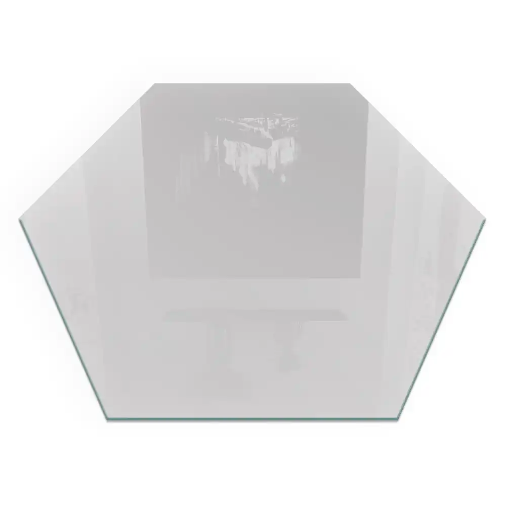 Plaque de sol hexagonale en verre trempé gris pour poêle