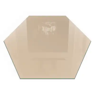 Plaque de sol pour cheminée hexagonale en verre trempé beige
