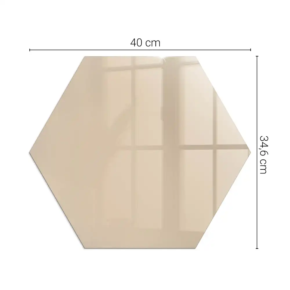 Plaque de sol pour cheminée hexagonale en verre trempé beige