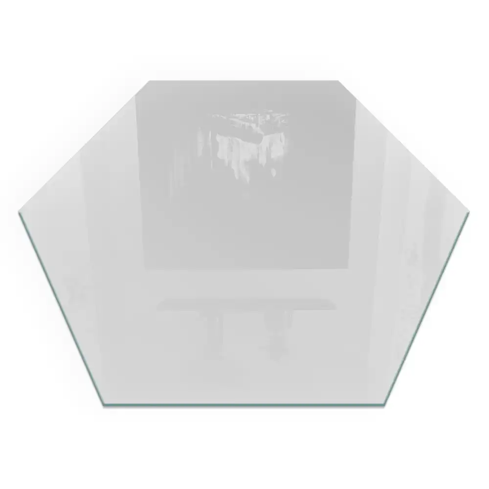 Plaque de sol hexagonale en verre gris pour poêle à bois