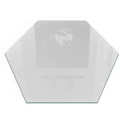 Plaque de sol hexagonale en verre gris pour poêle à bois