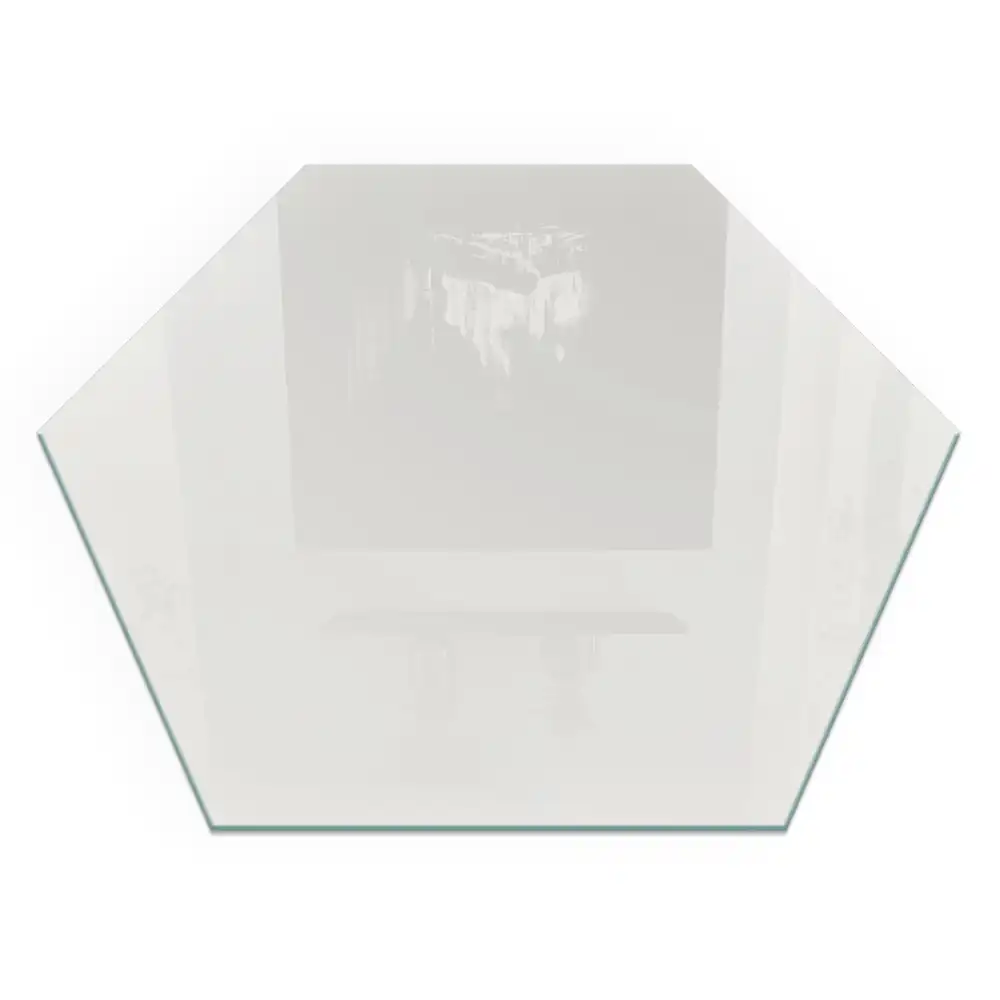 Plaque de protection hexagonale en verre gris pour cheminée