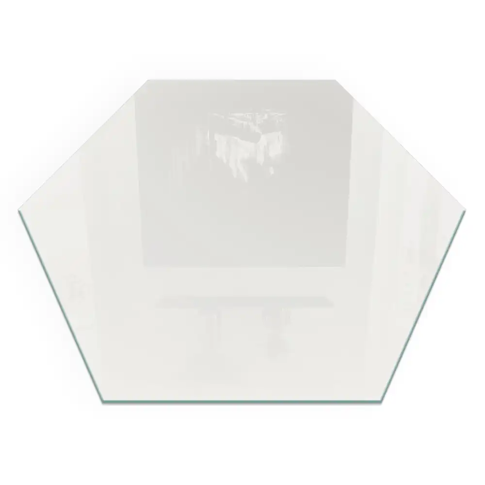Plaque de sol pour cheminée en verre trempé hexagonal ivoire