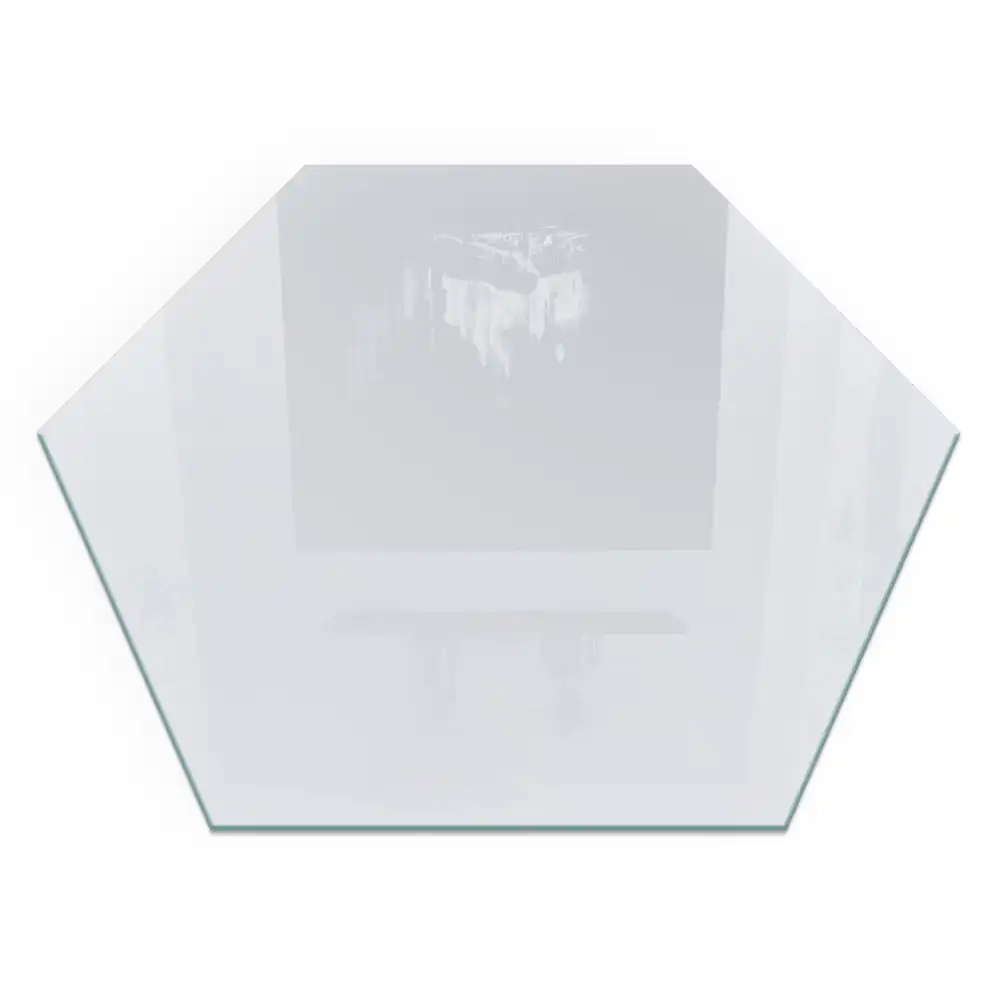 Plaque de sol hexagonale en verre blanc pour poêle à bois