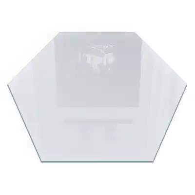 Plaque de sol hexagonale en verre blanc pour poêle à bois
