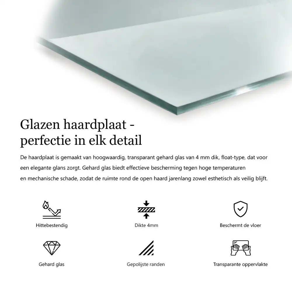 Plaque de protection pour poêle en verre transparent