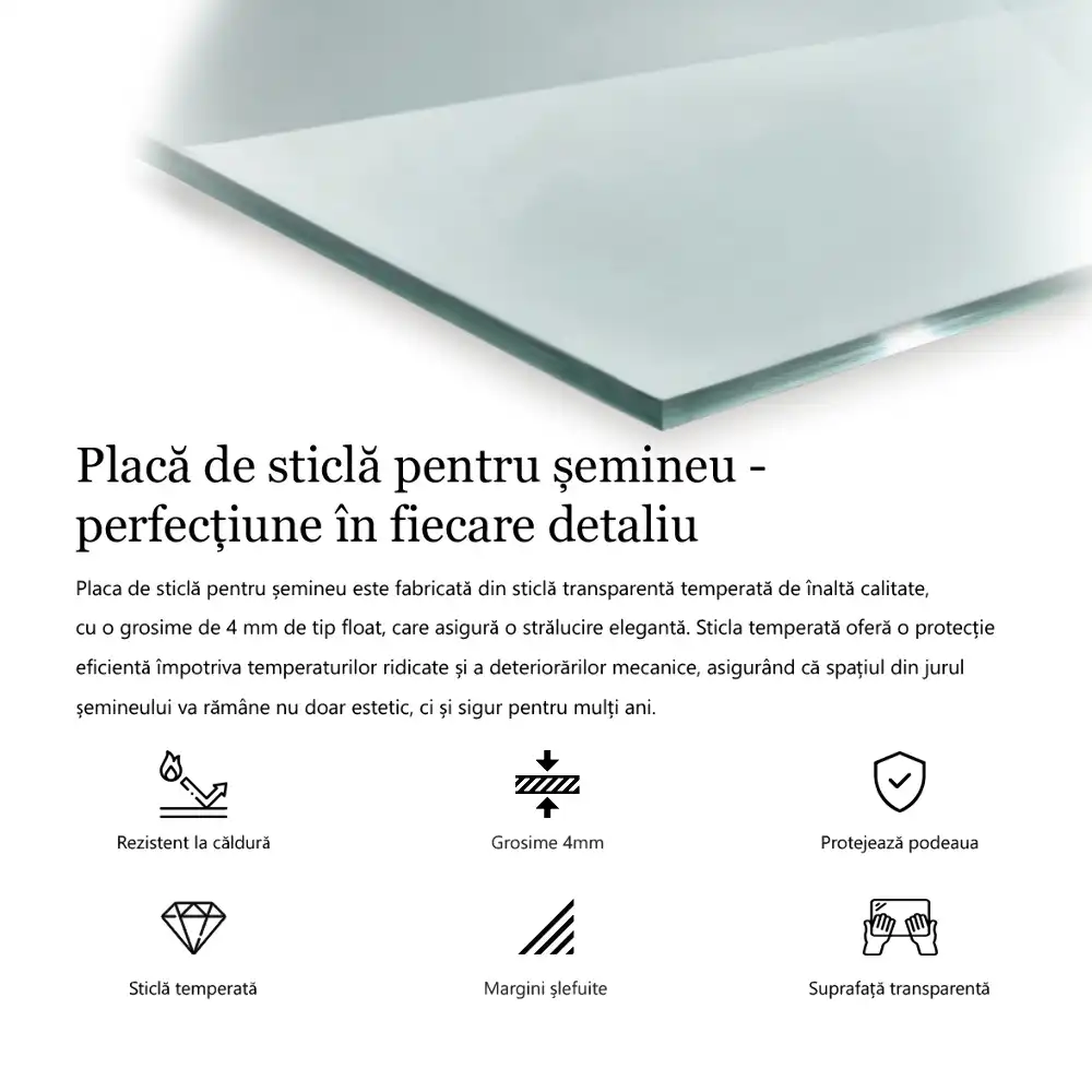 Plaque de protection pour poêle en verre transparent