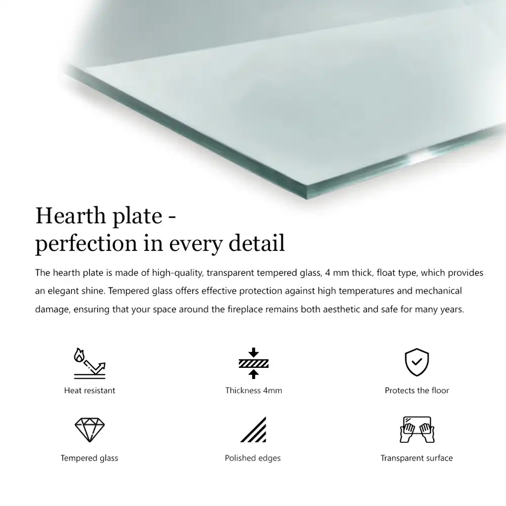 Plaque de protection pour poêle en verre transparent