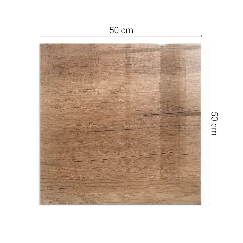Plaque de sol carrée pour cheminée motif bois naturel