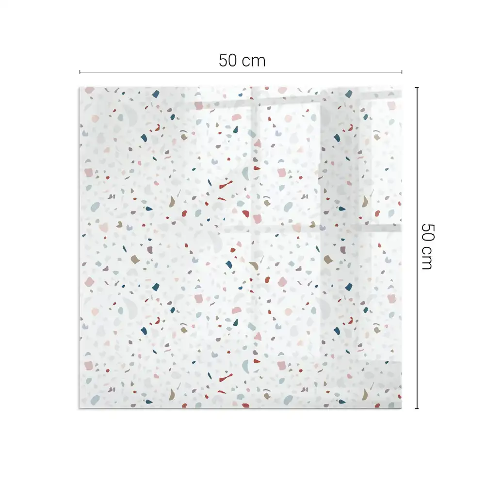 Plaque en verre carrée pour cheminée avec motif de petites formes
