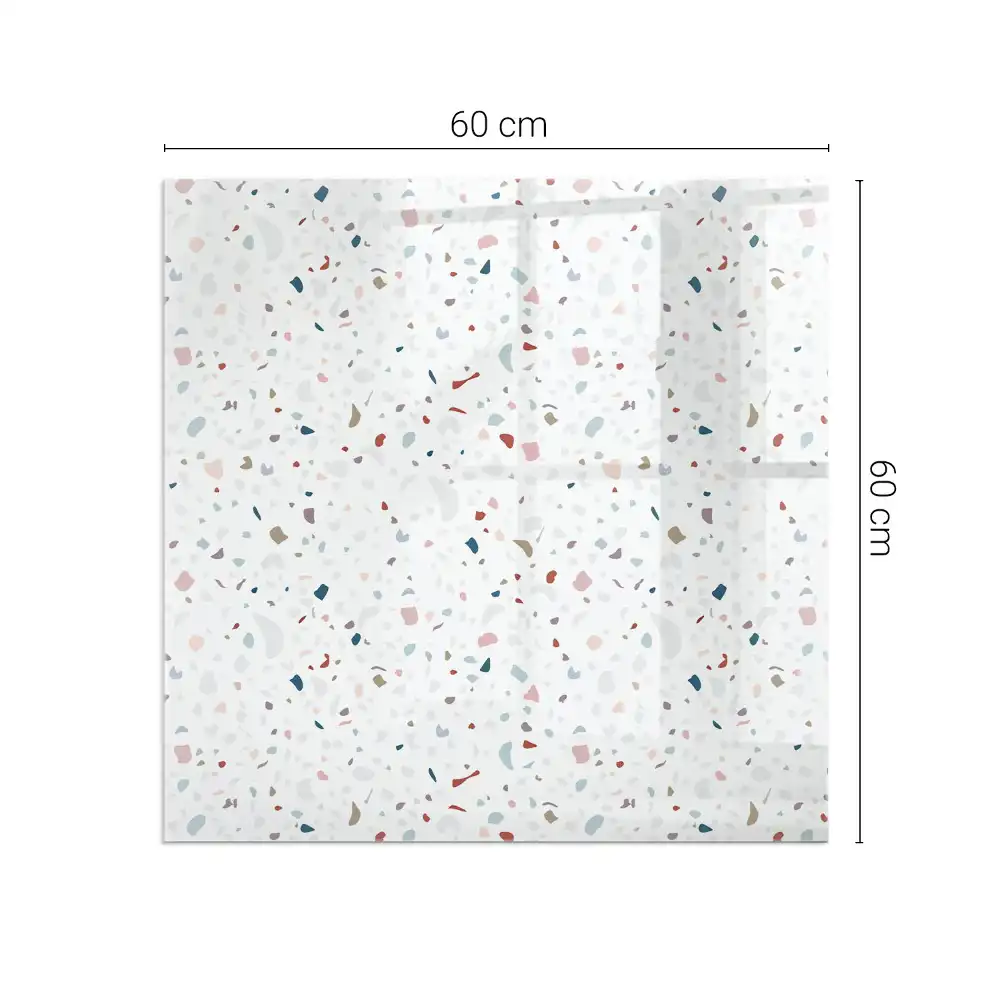 Plaque en verre carrée pour cheminée avec motif de petites formes