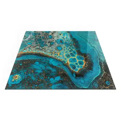 Plaque de protection carrée pour cheminée au motif organique abstrait