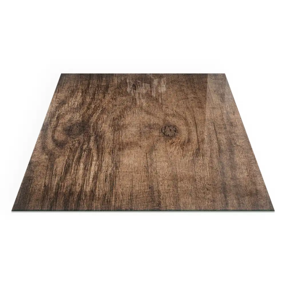 Plaque de protection carrée pour cheminée motif bois naturel