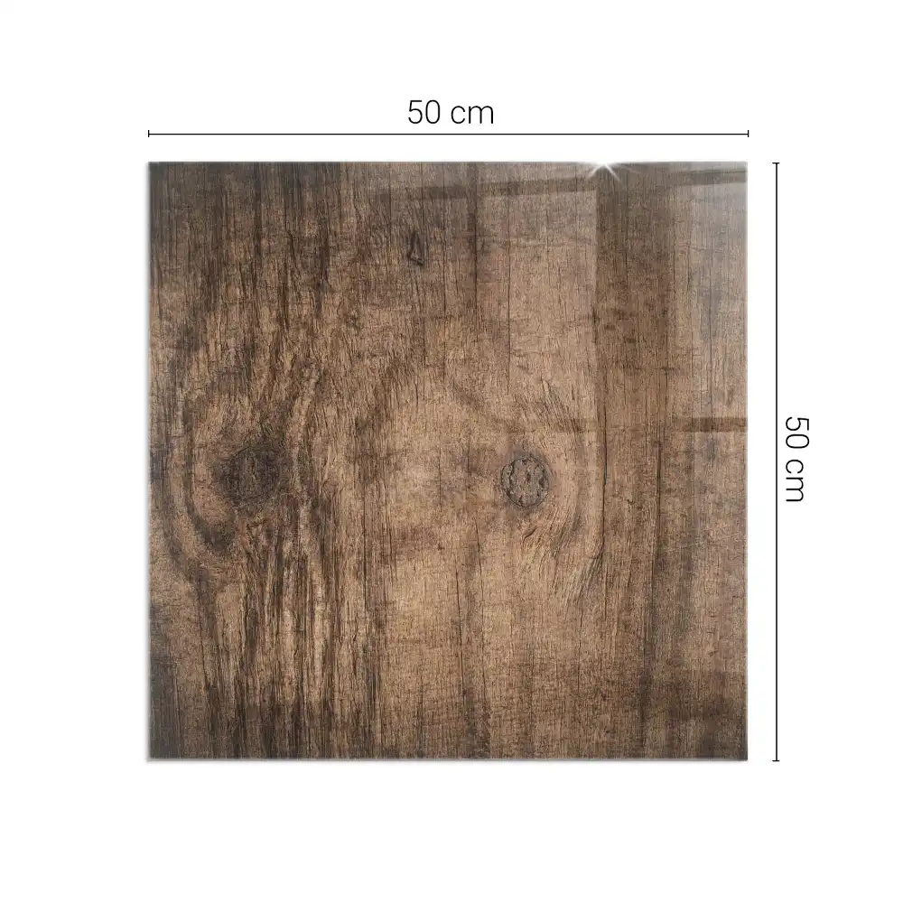 Plaque de protection carrée pour cheminée motif bois naturel