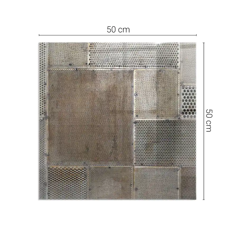 Plaque de sol carrée pour cheminée avec motif feuille perforée