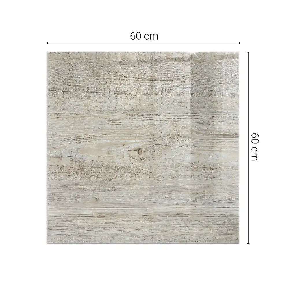 Plaque de sol carrée pour cheminée aspect bois clair