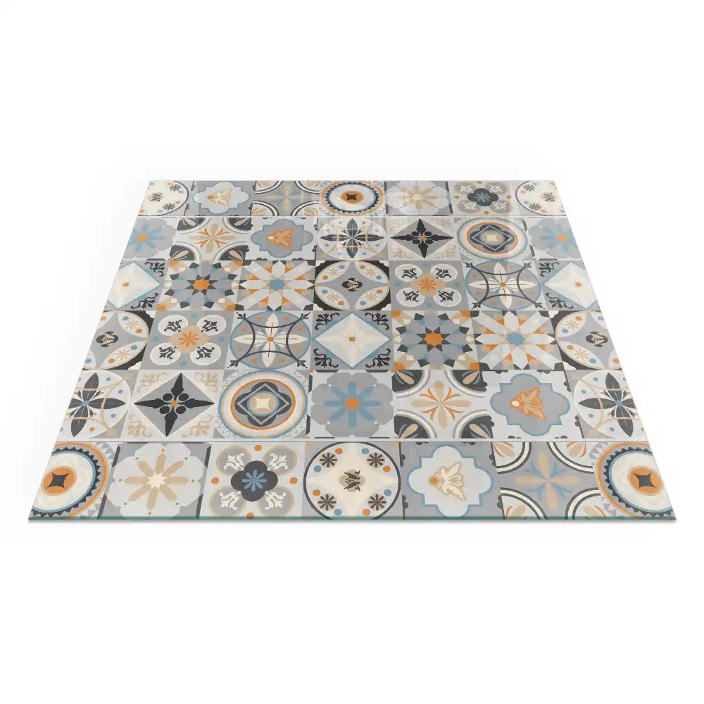 Plaque de sol carrée pour cheminée avec motifs mosaïque