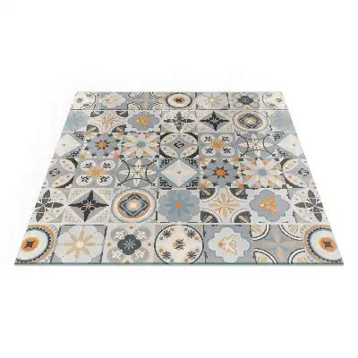 Plaque de sol carrée pour cheminée avec motifs mosaïque