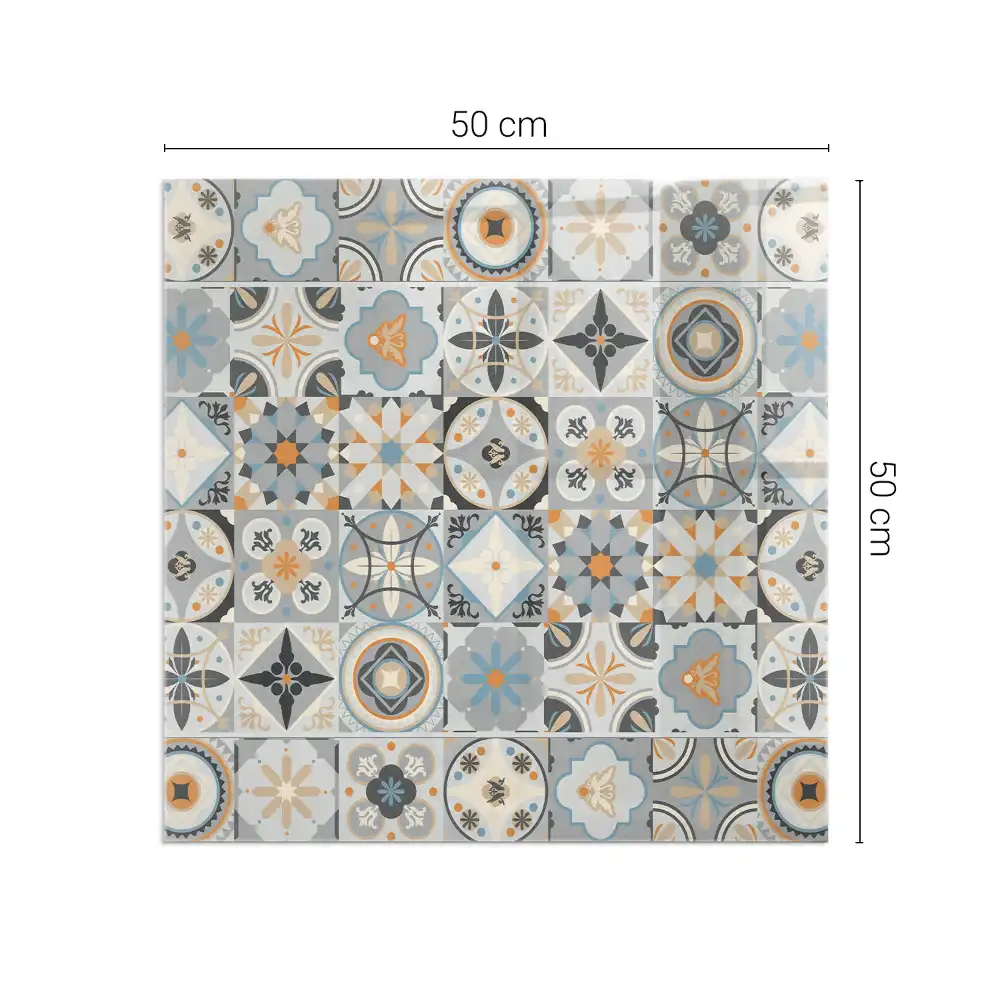 Plaque de sol carrée pour cheminée avec motifs mosaïque