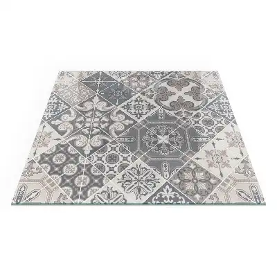 Plaque de protection carrée pour cheminée avec motif mosaïque décoratif