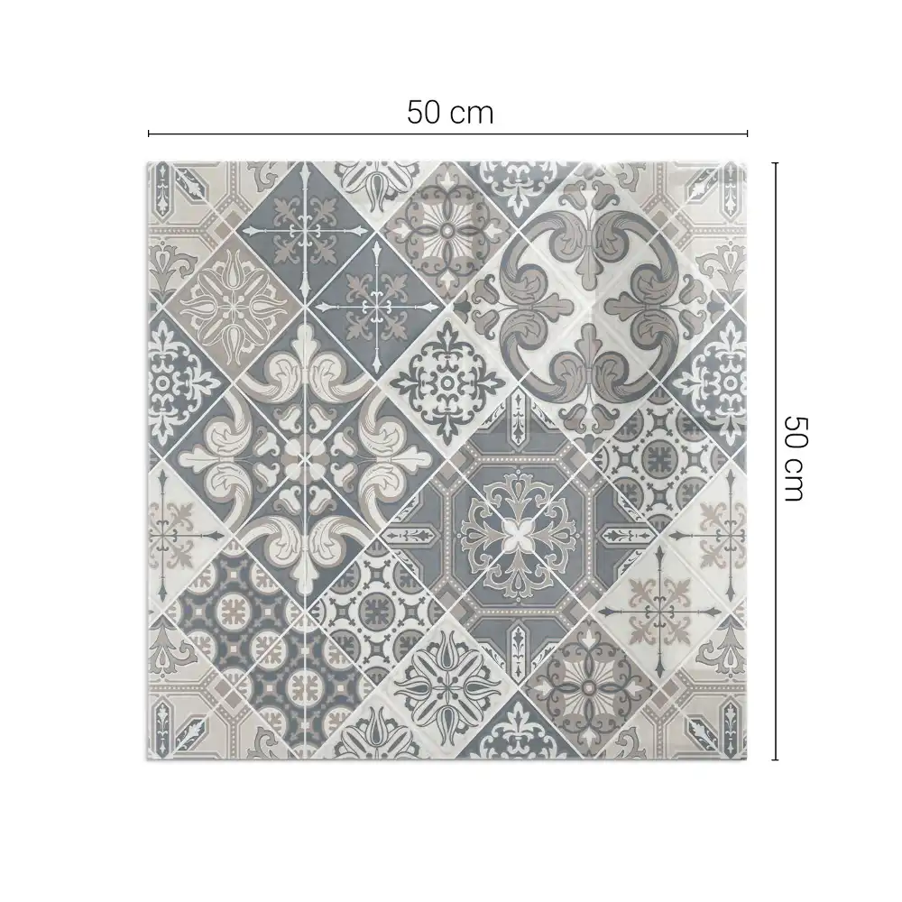 Plaque de protection carrée pour cheminée avec motif mosaïque décoratif