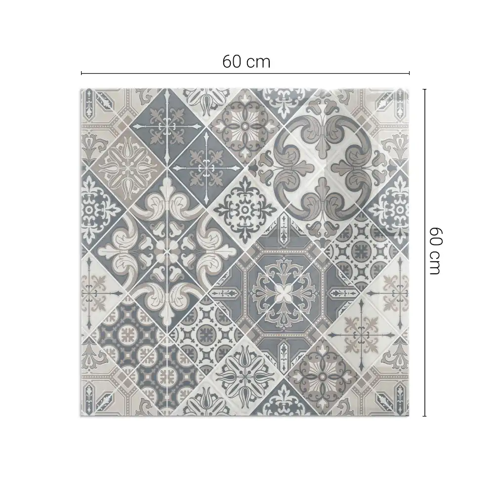 Plaque de protection carrée pour cheminée avec motif mosaïque décoratif