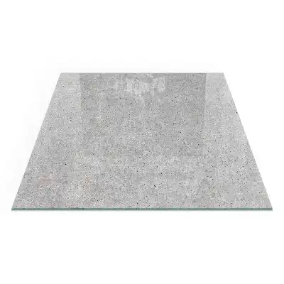 Plaque de protection carrée en verre pour cheminée motif béton brut