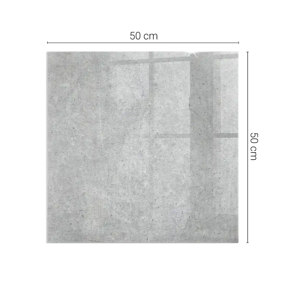 Plaque de protection carrée en verre pour cheminée motif béton brut