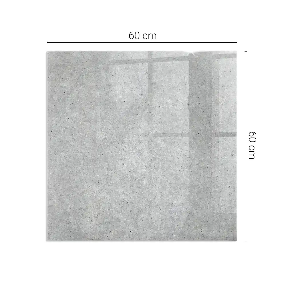 Plaque de protection carrée en verre pour cheminée motif béton brut