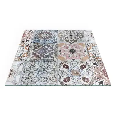 Plaque de sol carrée pour cheminée avec motifs de mosaïque