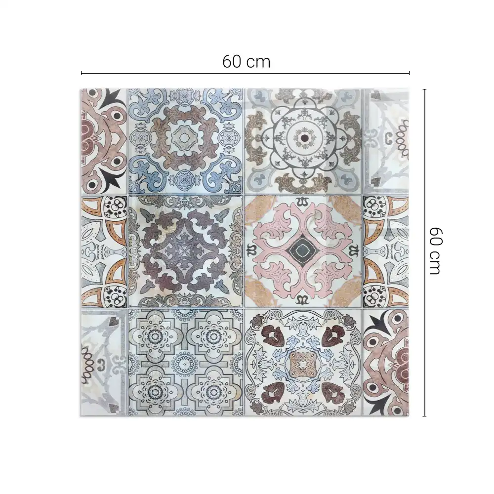 Plaque de sol carrée pour cheminée avec motifs de mosaïque
