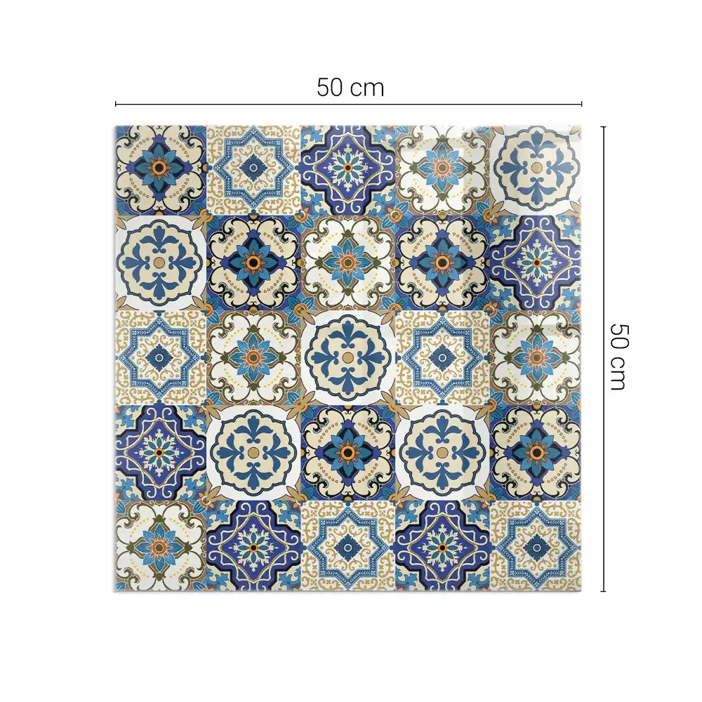 Plaque de protection de cheminée carrée motif mosaïque à fleurs