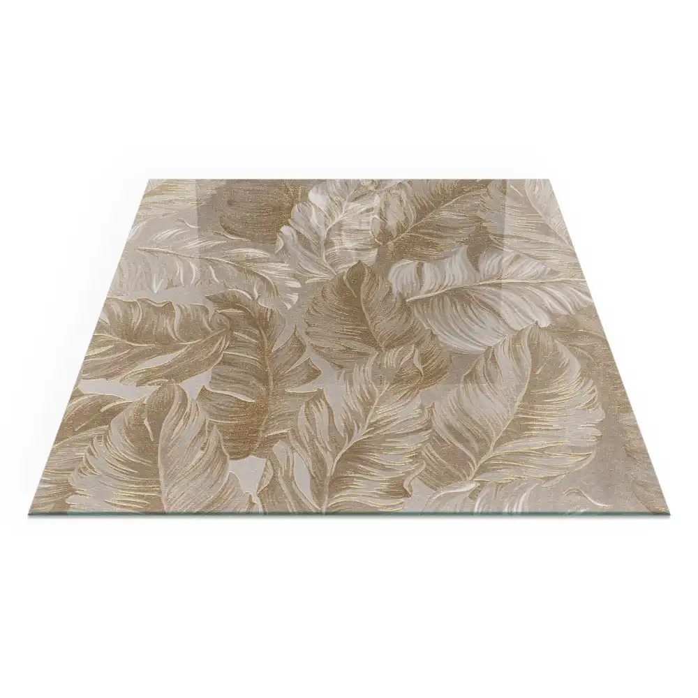 Plaque de sol carrée pour cheminée à motifs feuilles