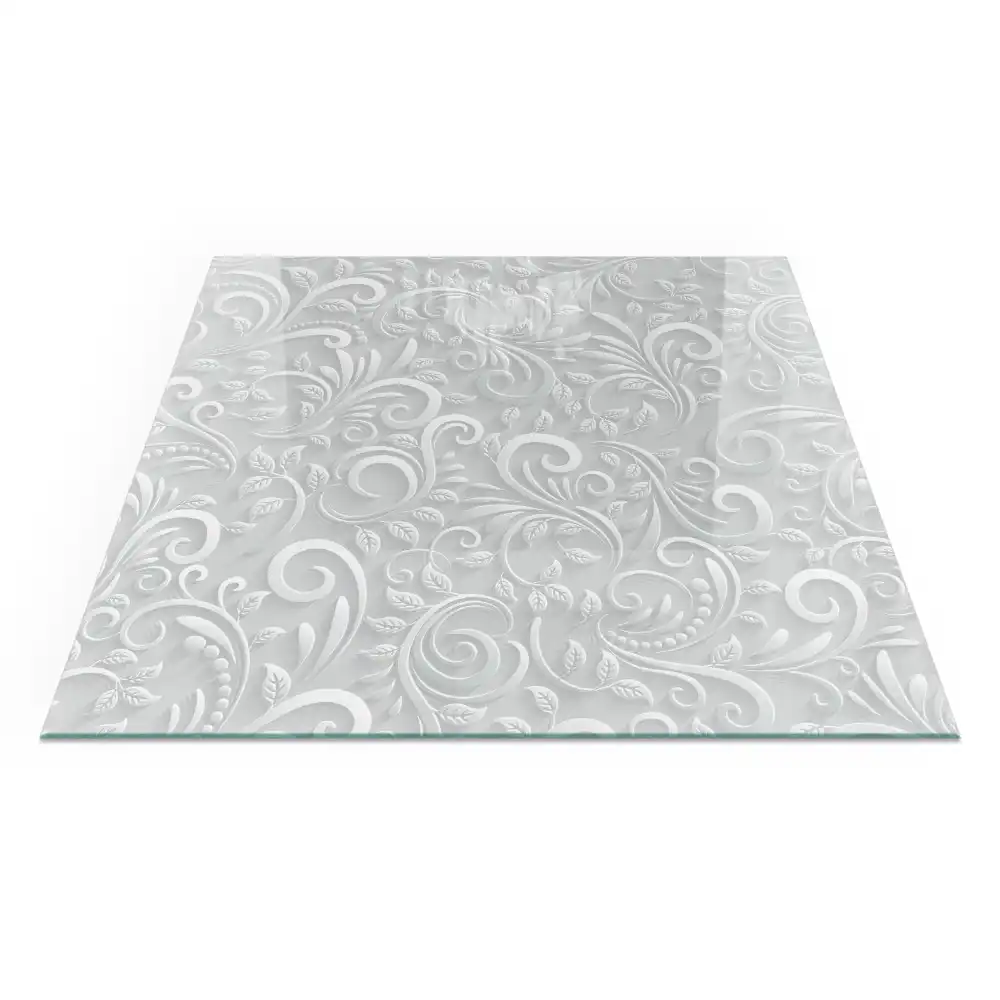 Plaque de sol carrée pour cheminée au motif végétal