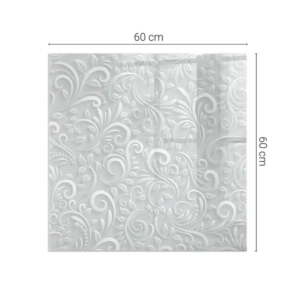 Plaque de sol carrée pour cheminée au motif végétal