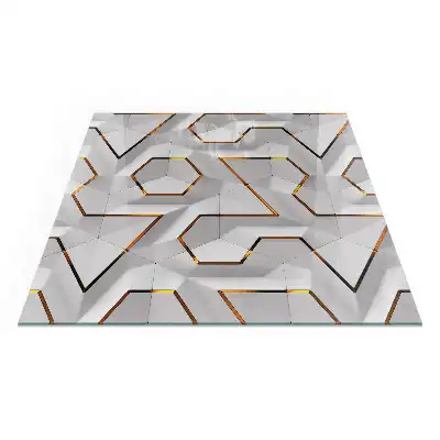 Plaque de protection carrée en verre pour cheminée motif géométrique 3D