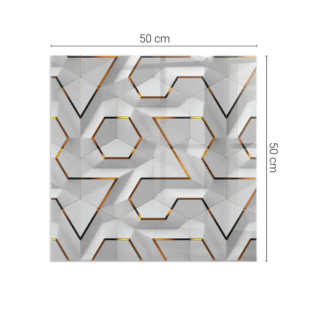 Plaque de protection carrée en verre pour cheminée motif géométrique 3D