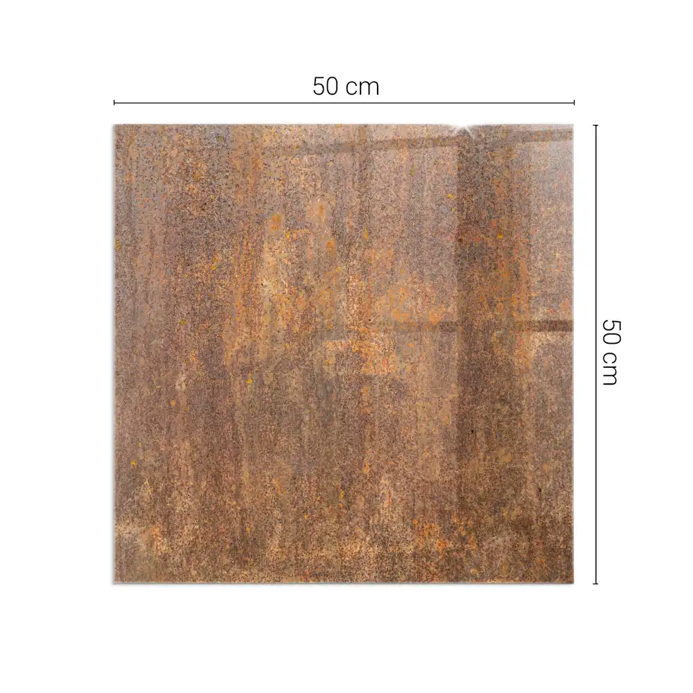 Plaque de cheminée carrée en verre aspect rouille