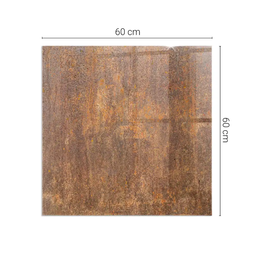 Plaque de cheminée carrée en verre aspect rouille