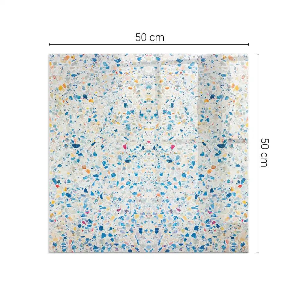Plaque de sol carrée pour cheminée avec motif abstrait