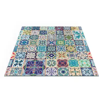 Plaque de protection carrée pour cheminée avec motifs de mosaïque sur carreaux
