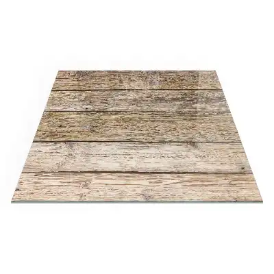 Plaque de protection carrée en verre pour cheminée motif planches en bois naturel