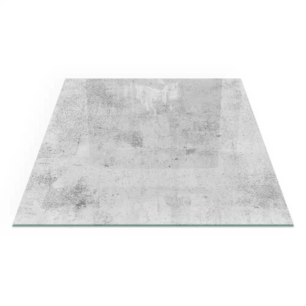 Plaque de sol carrée en verre pour cheminée texture béton brut