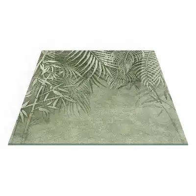 Plaque de sol carrée pour cheminée avec motif de feuilles tropicales