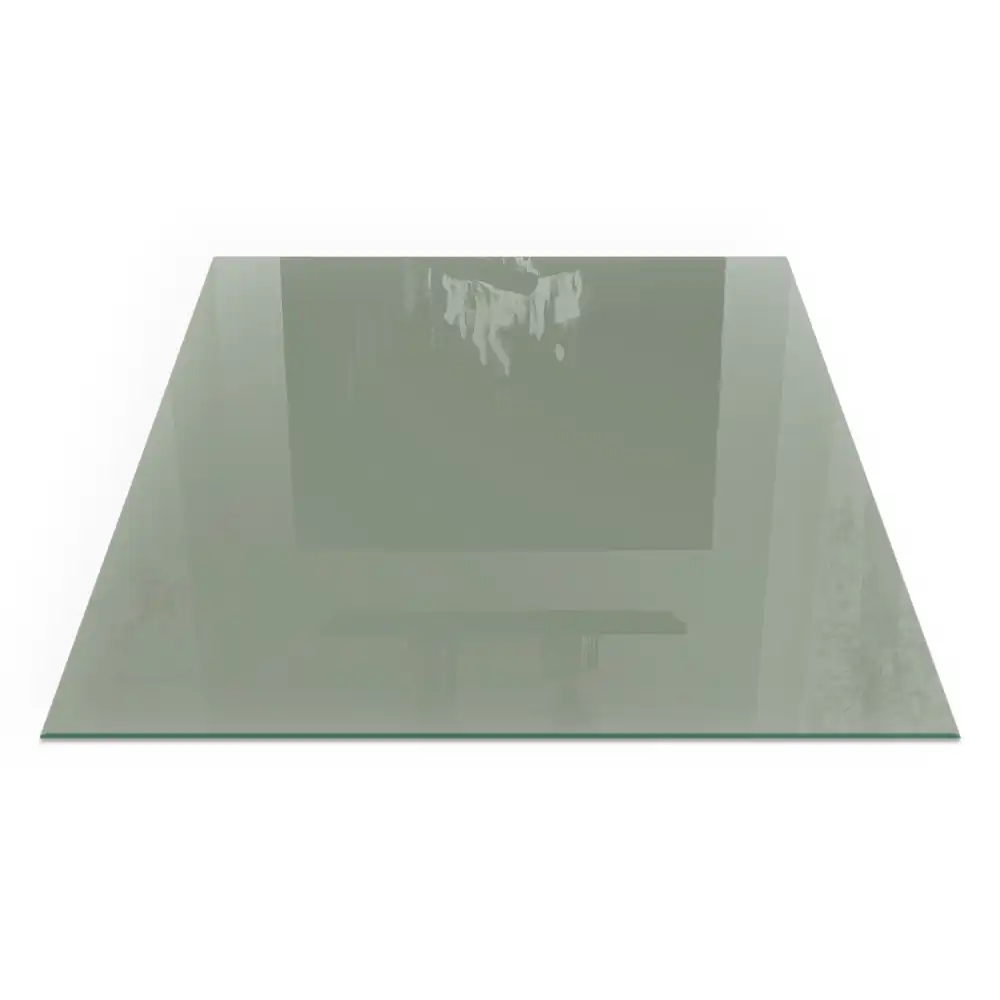 Plaque de cheminée carrée en verre gris-vert