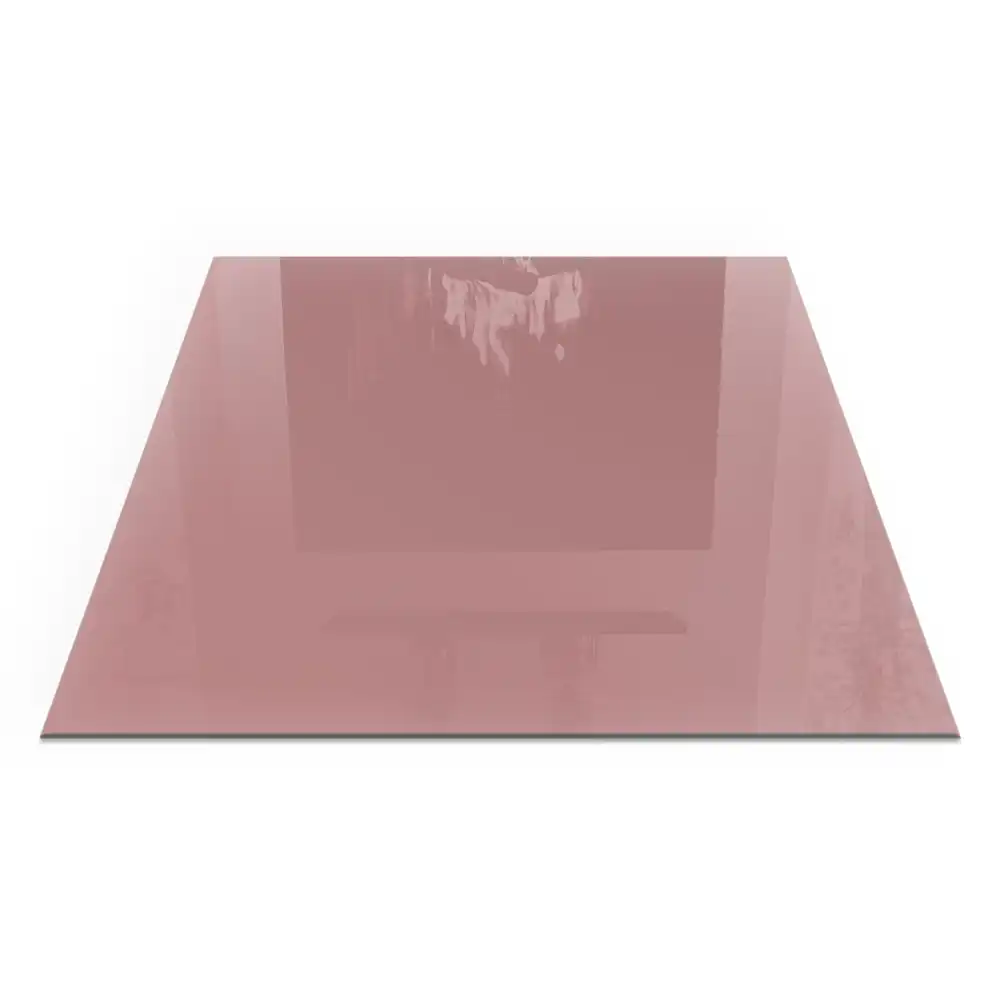 Plaque de cheminée carrée en verre rose
