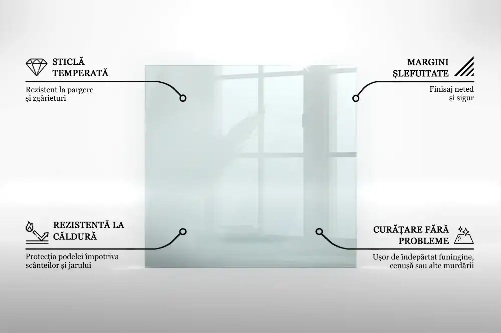Plaque de sol de protection en verre transparent pour poêle